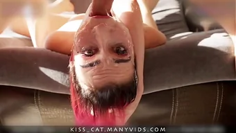 Sloppy upside down blowjob with extreme throat fuck